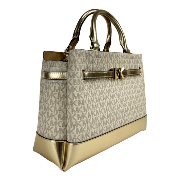 NEW Michael Kors Reed Large Signature PVC Belted Satchel Crossbody Handbag Purse - Picture 4 of 7